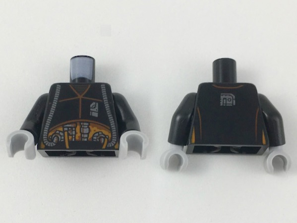 Torso SW Dark Orange Seams, Silver Badge, Hoses and Mechanical Components Pattern / Black Arms / Light Bluish Gray Hands