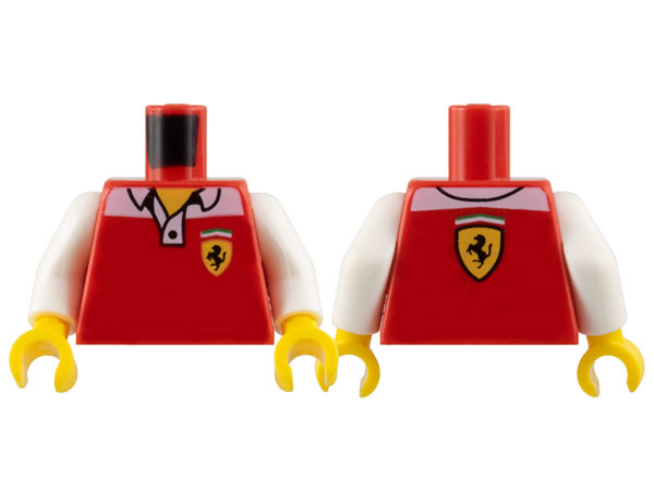 Torso Speed Champions Polo Shirt with Ferrari Logo on Front and Back Pattern / White Arms / Yellow Hands