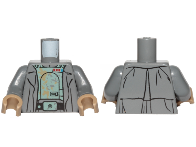 Torso SW Armor with Sand Green Stains, Imperial Officer Insignia and Coat Pattern (Tobias Beckett) / Dark Bluish Gray Arms / Dark Tan Hands