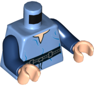 Torso Tunic with Belt with Blue Wrinkles Pattern / Dark Blue Arms / Light Nougat Hands