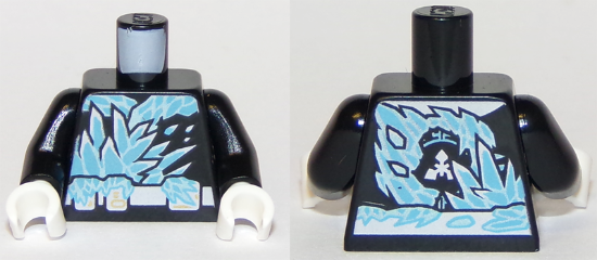 Torso Ninja Robe with White Belt and Spinjitzu Ice Burst Pattern / Black Arms / White Hands