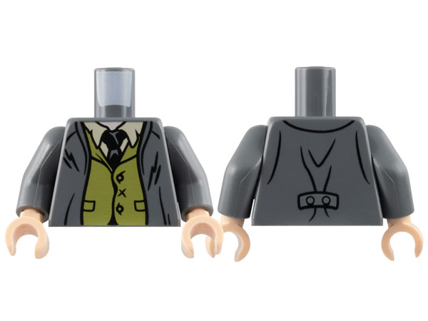 Torso Suit Jacket Open over Olive Green Vest, Tan Shirt, Black Tie, Light Nougat Neck Pattern / Dark Bluish Gray Arms / Light Nougat Hands