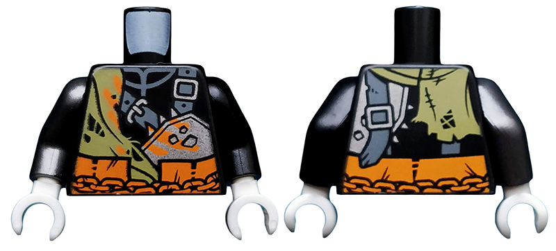 Torso Ninjago Chains and Belts with Claw Marks Pattern / Black Arm Left / Pearl Dark Gray Arm Right / White Hands