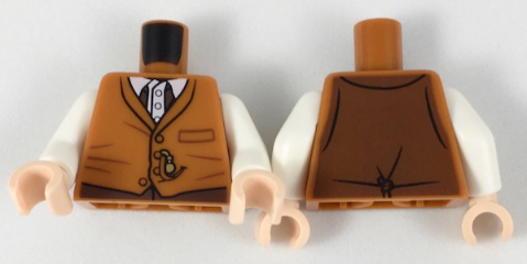 Torso Vest with Black and White Button Down Shirt Pattern / White Arms / Light Nougat Hands