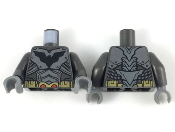 Torso Armor, Black Bat Logo, Silver Plates, Gold Belt Pattern with Red Semicircles / Pearl Dark Gray Arms / Dark Bluish Gray Hands
