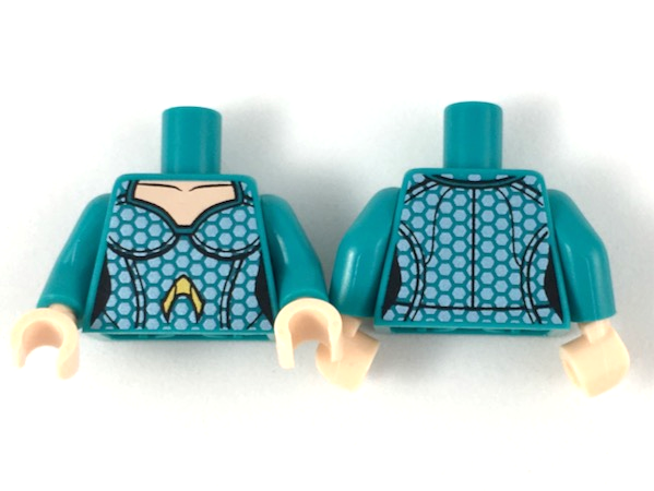 Torso Female Light Nougat Neck, Silver Hexagonal Scales, Gold Atlantis Logo Pattern / Dark Turquoise Arms / Light Nougat Hands