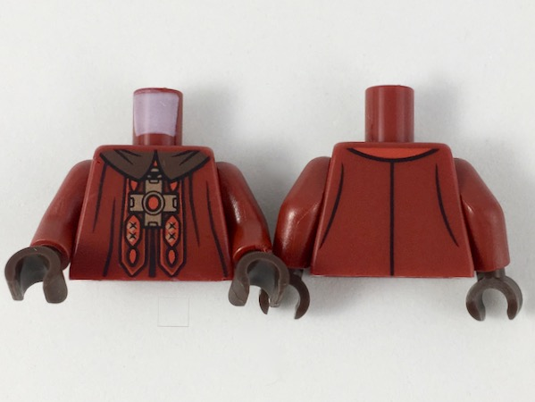 Torso Dark Brown Collar, Gold Cross with Red Center, Red and Gold Design Pattern / Dark Red Arms / Dark Brown Hands