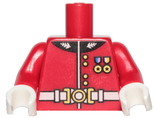 Torso Royal Guard Uniform with Gold Buttons and Black Collar, White Belt with Buckle, Medals Pattern / Red Arms / White Hands