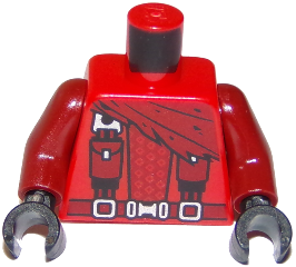 Torso Ninjago Cape, Suspenders, Pouches, Belt Buckle, Dragon Logo on Back Pattern / Dark Red Arms / Black Hands