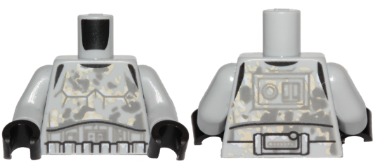 Torso SW Mimban Stormtrooper Armor with Dark Bluish Gray and Tan Dirt Stains Pattern / Light Bluish Gray Arms / Black Hands
