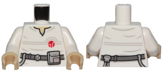 Torso SW Jumpsuit with Dark Bluish Gray Belt and Red Insignia Pattern (Cloud Car Pilot) / White Arms / Tan Hands