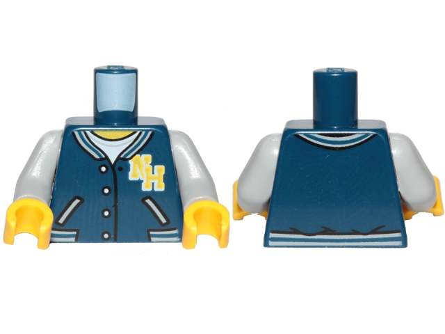 Torso Jacket, White Undershirt, Yellow 'N and 'H' Letters Pattern / Light Bluish Gray Arms / Yellow Hands