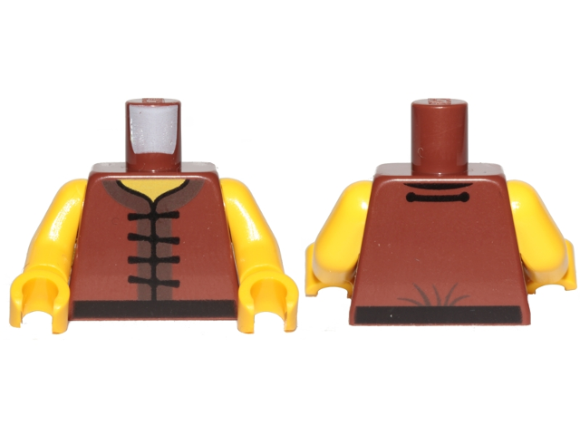 Torso Ninjago Robe with Black Frog Clasps Pattern / Yellow Arms / Yellow Hands