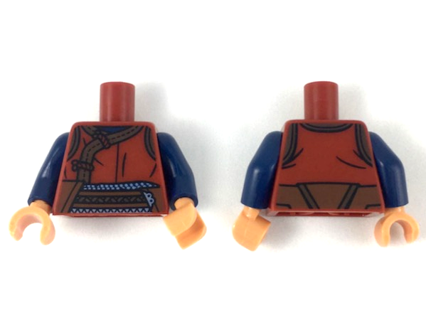 Torso Robe with Dark Brown Trim over Dark Blue Shirt, Thick Waist Sash Pattern / Dark Blue Arms / Nougat Hands