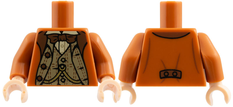 Torso Harry Potter Suit over Dark Tan Vest and White Shirt with Reddish Brown Bow Tie Pattern / Dark Orange Arms / Light Nougat Hands