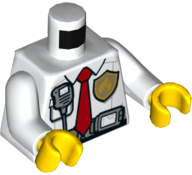 Torso Fire Chief Shirt with Tie, Fire Logo Badge and Belt with Pouch and Radio Pattern / White Arms / Yellow Hands