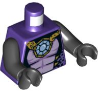 Torso Ninjago Snake with Light Blue Gem and Black Scales with Gold Spikes Pattern (Pythor) / Black Arms / Black Hands