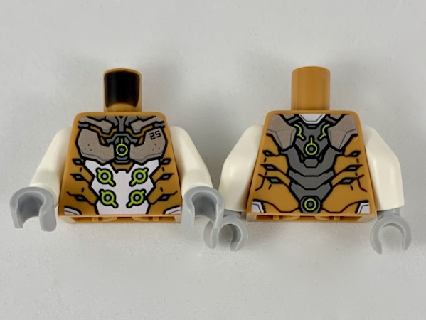 Torso Armor, Silver Plates with Black '25', White Front Panel with 4 Lime Circles Pattern / White Arms / Light Bluish Gray Hands