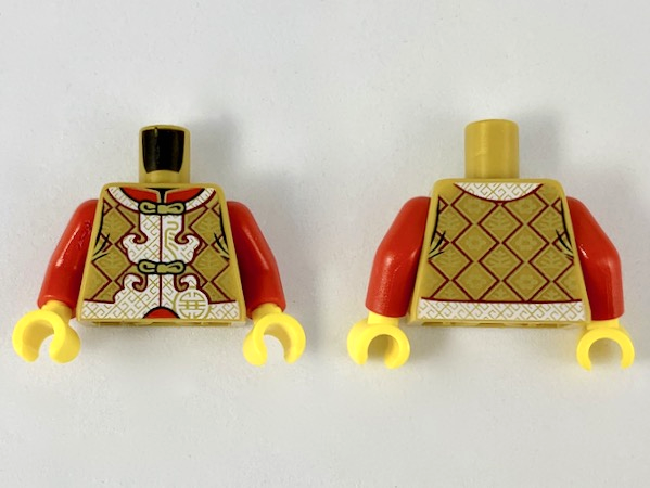 Torso Ornate Gold, White, and Dark Red Vest over Red Shirt Pattern / Red Arms / Yellow Hands