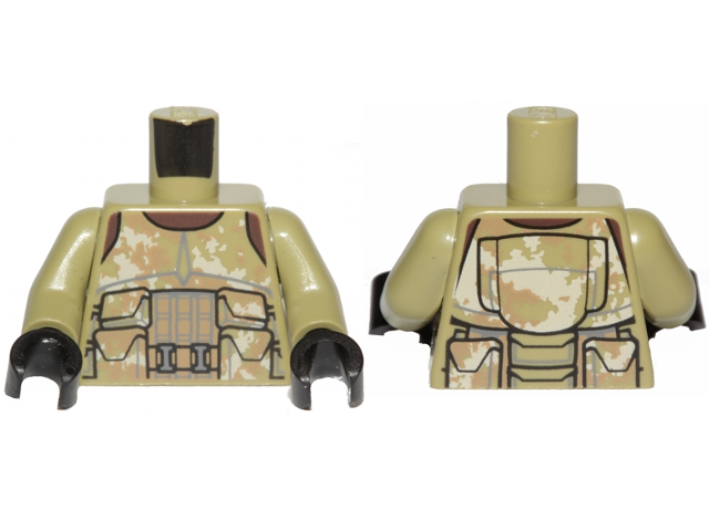 Torso SW Armor Camouflage Elite Corps Trooper Pattern 2 / Olive Green Arms / Black Hands
