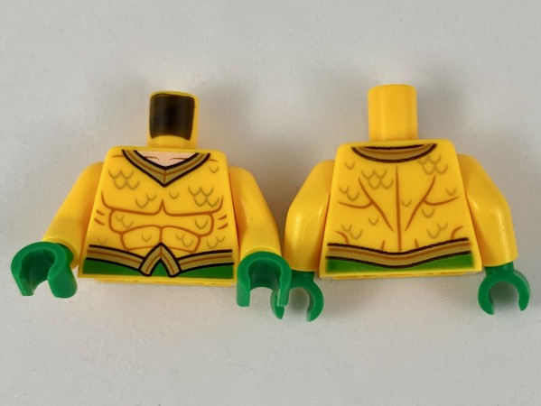 Torso Gold Collar, Scale Lines, and Belt, Dark Orange Muscle Contours Pattern / Bright Light Orange Arms / Green Hands