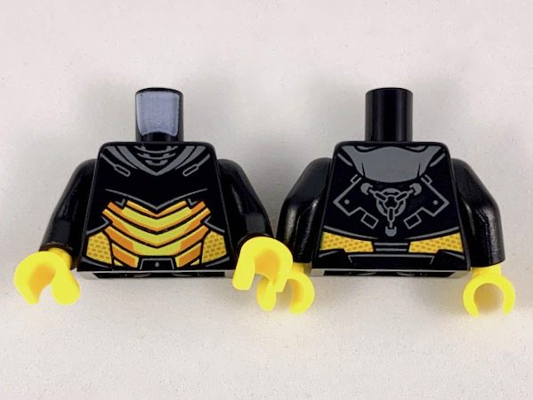 Torso Armor, Dark Bluish Gray Collar, Yellow Abdomen Plates with Orange Trim Pattern / Black Arms / Yellow Hands