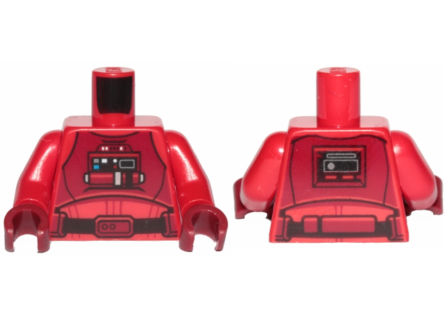 Torso SW Pilot with Dark Red Vest and Front Panel Pattern / Red Arms / Dark Red Hands