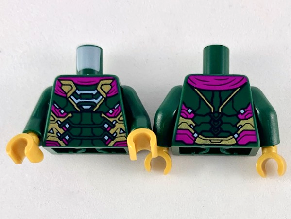 Torso Armor with Gold, Silver and Magenta Trim Pattern / Dark Green Arms / Pearl Gold Hands