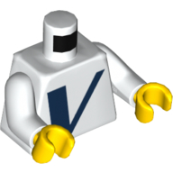 Torso with Dark Blue Capital Letter V (Vestas Logo) Pattern / White Arms / Yellow Hands