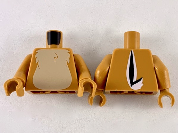 Torso Tan Fur on Chest with Black and White Tail to Right on Back Pattern / Medium Nougat Arms / Medium Nougat Hands