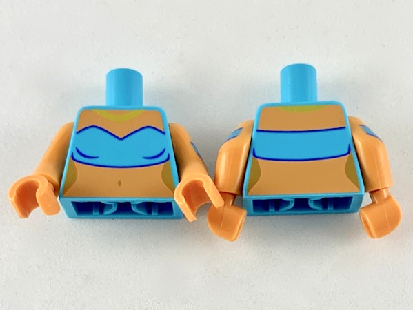 Torso Female Tube Top, Gold Necklace, Nougat Neck and Midriff Pattern / Nougat Arms with Medium Azure Curved Armband Pattern / Nougat Hands