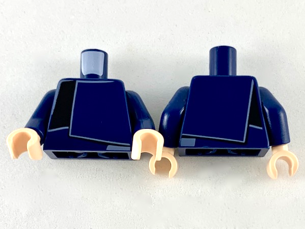 Torso Layered Shirt with Dark Blue and Black Panels Pattern / Dark Blue Arms / Light Nougat Hands