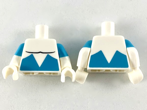 Torso Black Muscle Contour with Medium Azure Angular Lower Panels Pattern / White Arms with Molded Medium Azure Short Sleeves Pattern / White Hands