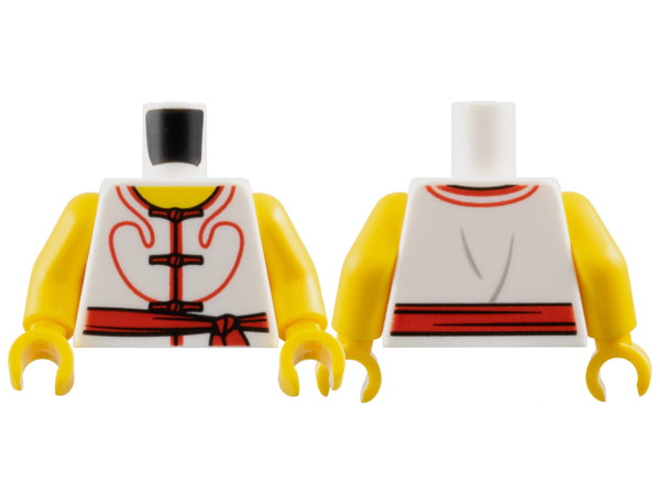 Torso Tang Vest with Red Laces and Trim, Sash, Yellow Neck Pattern / Yellow Arms / Yellow Hands