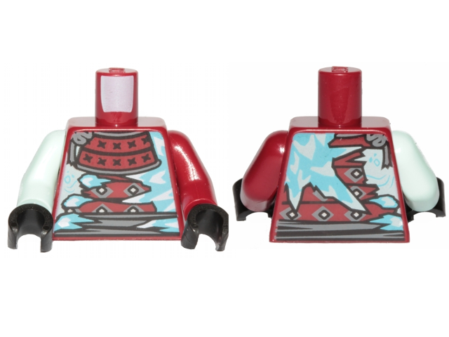 Torso Ninjago Armor with Ice Spikes Pattern / Dark Red Arm Left / Light Aqua Arm Right / Black Hands
