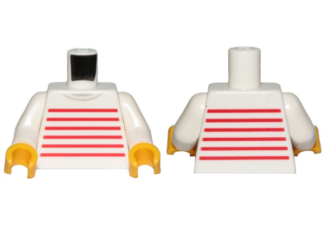 Torso Sweater with Red Thin Horizontal Stripes Pattern / White Arms / Yellow Hands