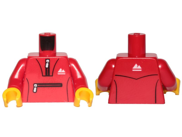 Torso Tracksuit with White Zippers and Mountain Logo Pattern / Red Arms / Yellow Hands