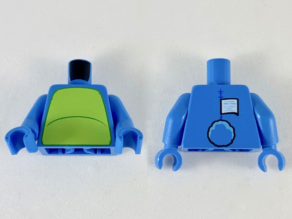 Torso Lime Chest with Puffy Tail and White Tag on Back Pattern / Dark Azure Arms / Dark Azure Hands