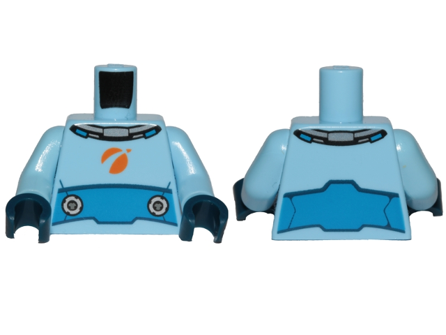Torso Spacesuit with Blue Wide Belt Pattern / Bright Light Blue Arms / Dark Blue Hands