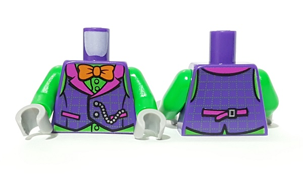 Torso Vest, Orange Bow Tie and Pocket Chain Pattern / Bright Green Arms / Light Bluish Gray Hands