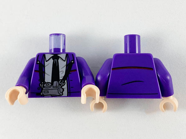 Torso Jacket, White Shirt, Black Tie and Silver Camera with Black Strap Pattern / Dark Purple Arms / Light Nougat Hands