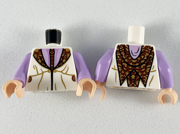 Torso Robe with Reddish Brown and Dark Tan Tie and Lapels, Lavender Shirt Pattern / Lavender Arms / Light Nougat Hands