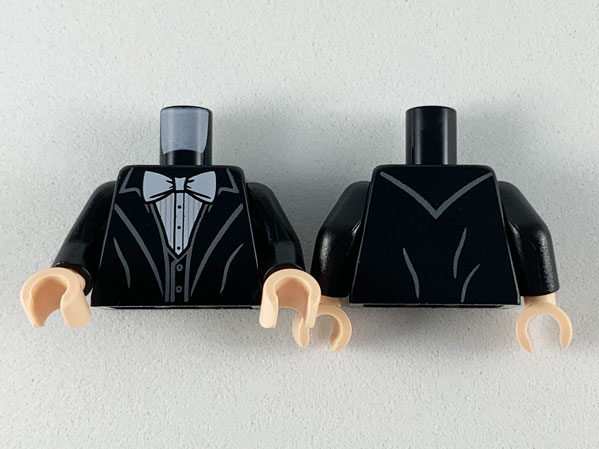 Torso Jacket with White Bow Tie, Shirt and Black Vest Pattern / Black Arms / Light Nougat Hands