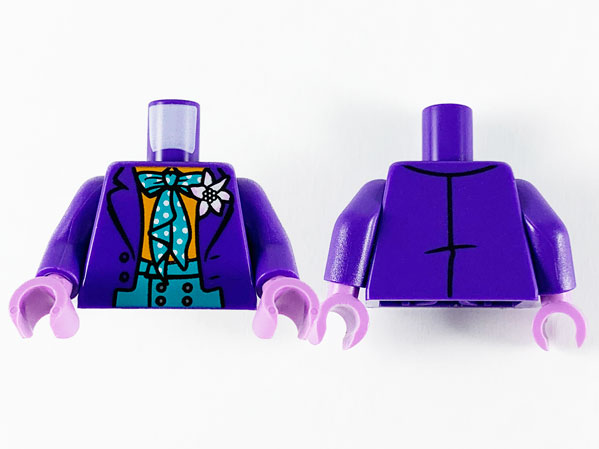Torso Batman Suit with Flower, Orange Shirt, Dark Turquoise Vest and Tie with White Dots Pattern (Joker) / Dark Purple Arms / Medium Lavender Hands