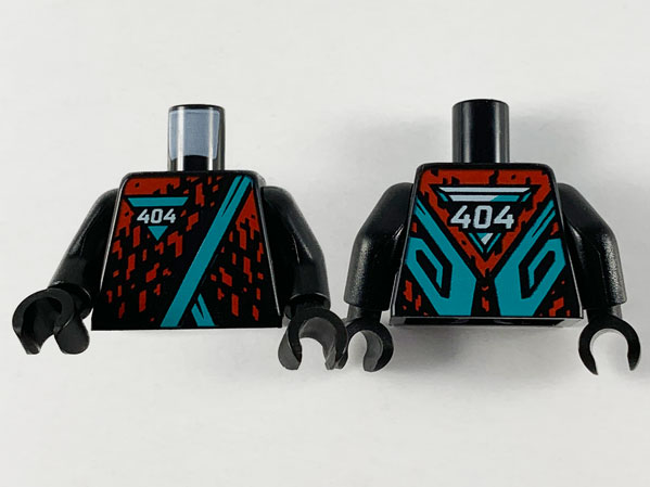 Torso Robe, Dark Turquoise Hems and Triangle with White '404', Red Splotches Pattern / Black Arms / Black Hands