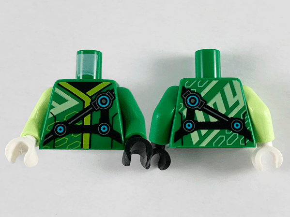 Torso Robe with Lime Hems, Black Straps Pattern / Green Arm Left / Yellowish Green Arm Right / Black Hand Left / White Hand Right