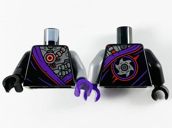 Torso Robe with Dark Purple Hem and Silver Robot Armor Pattern / Flat Silver Arm Left / Black Arm Right / Dark Purple Hand Left / Black Hand Right