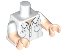 Torso Shirt with Collar, 2 Pockets, and Pleats Pattern / Light Nougat Arms with Molded White Short Sleeves Pattern / Light Nougat Hands