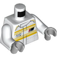 Torso Racing Suit with Horizontal Yellow Stripes and 'Audi TEAM' on Front and Back Pattern / White Arms / Light Bluish Gray Hands