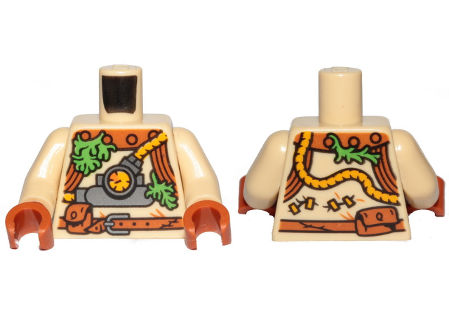 Torso Diver Suit, Belt, Breathing Apparatus and Seaweed Pattern / Tan Arms / Dark Orange Hands